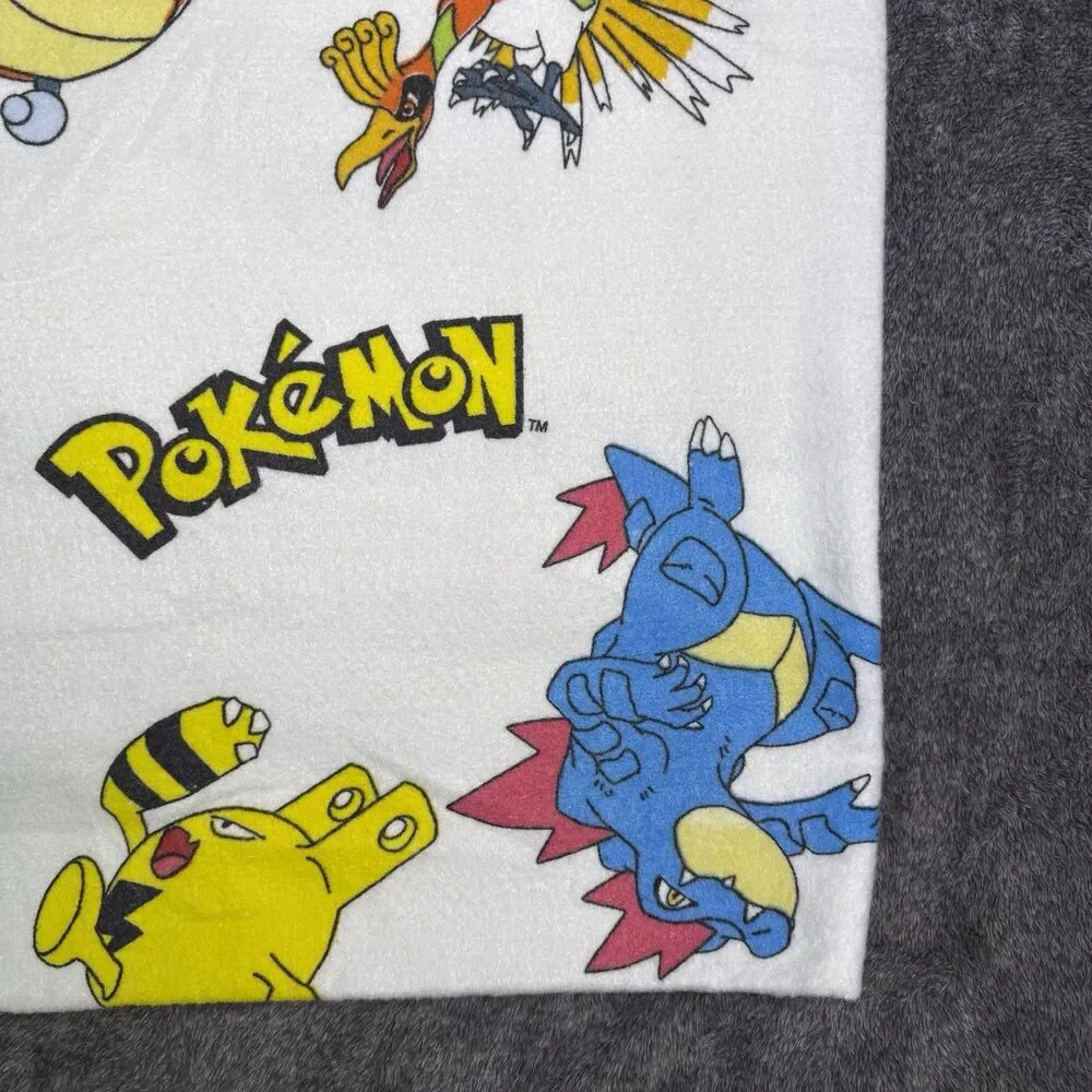 Vintage 1990s Pokemon Full Size Blanket 74x88 Polyester